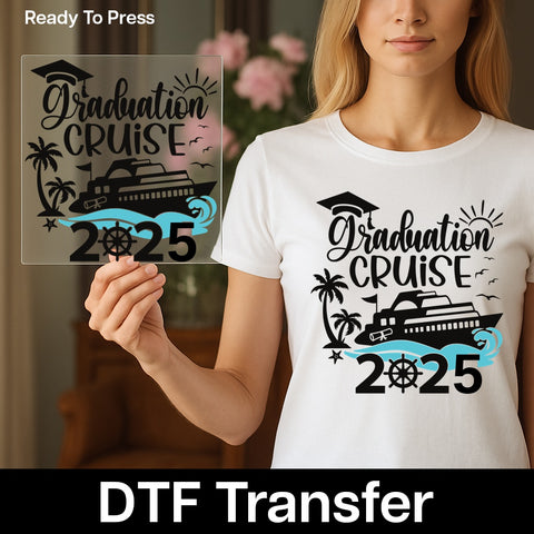 Graduation Cruise DTF Transfer Iron-On for Class of 2023 Apparel, Ready To Press Grad Celebration Theme for T-shirts & Hoodies