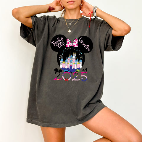 Magical Castle Family Vacation DTF Transfer for Whimsical Group Trip Shirt Cute Iron-On Ready To Press Apparel