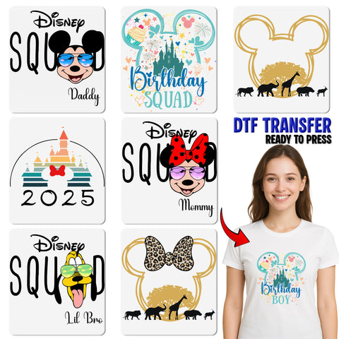 Cute Birthday Castle Cartoon DTF Transfer for Kids & Families - Ready To Press Iron-On for T-shirts & Apparel Celebration
