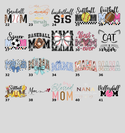 Cute Baseball Bow DTF Transfer for Mom T-shirt, Ready to Press Apparel for Sports Mama, Game Day Family Shirt