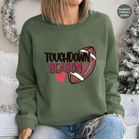 Football Season Cute Touchdown Heart DTF Transfer Ready To Press Iron-On T-shirt for Sports Fans & Family Tailgate Apparel