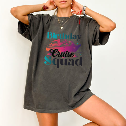 Birthday Cruise Squad DTF Transfer Cute Retro Ready To Press T-shirt Design for Group Celebration Apparel
