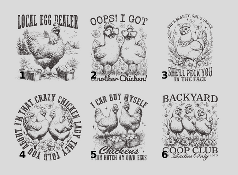 Charming Chicken DTF Transfer for Funny Farm Life Apparel & Gifts - Perfect for Chicken Enthusiasts & Backyard Farmers