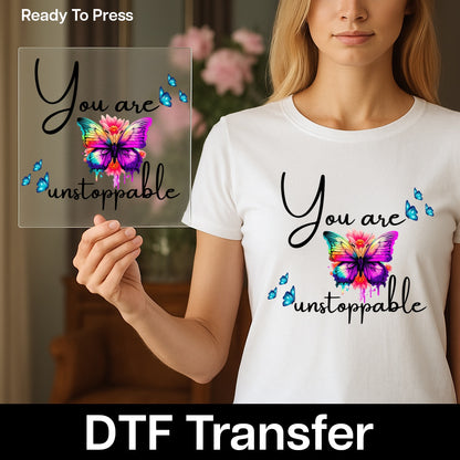 Whimsical Butterfly DTF Transfer for Bohemian Nature Shirt, Ready to Press Colorful Art for Garden Party Apparel, Cute Butterfly Iron-On