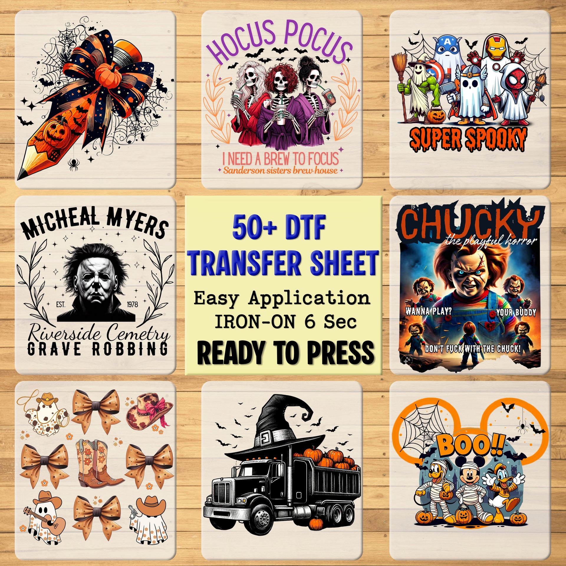 Funny Halloween Chucky Horror DTF Transfer Iron-On Ready To Press for Unisex Adult Apparel