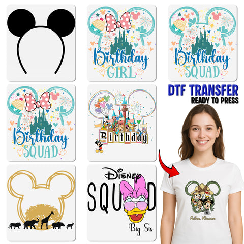 Birthday Boy Cute Magical Castle & Mickey Ears DTF Transfer for Kids Apparel, Ready To Press for Disney Theme Celebration