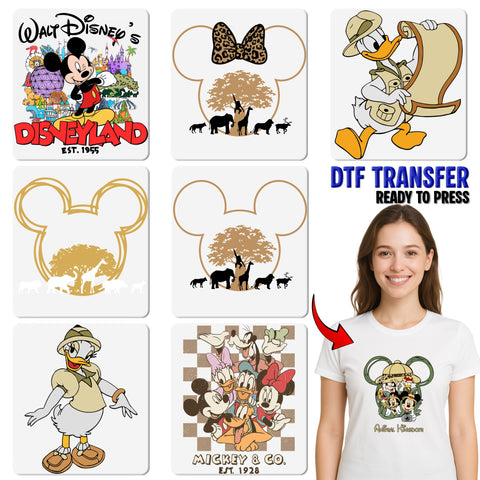 Safari Animal DTF Transfer Ready to Press Cute Wildlife Adventure T-Shirt for Family Trip & Group Vacation