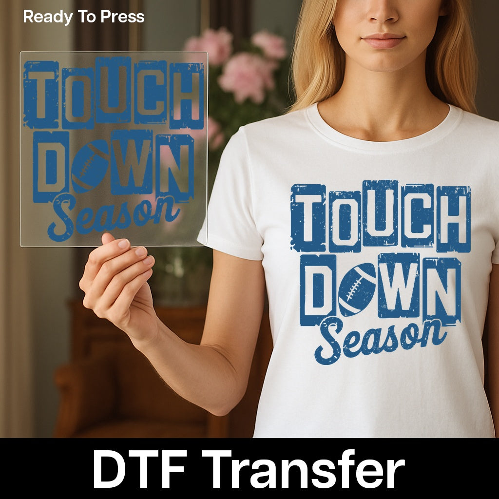 Vintage Football Season DTF Transfer for Game Day | Iron-On Retro Touchdown Shirt Design for Fans & Teams