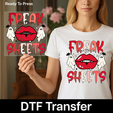 Hilarious Vampire Lips & Ghosts Halloween Iron-On DTF Transfer for Party Apparel & Bachelorette Shirts