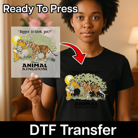 Cute Animal Adventure DTF Transfer T-Shirt Iron-On for Safari Parties & Zoo Trips, Ready to Press Whimsical Kids Wear
