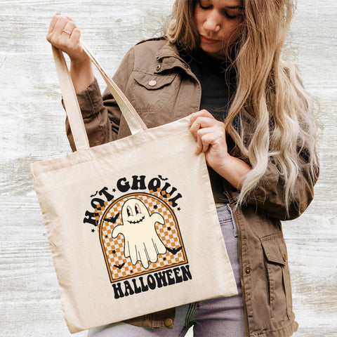 Cute ghost funny Halloween DTF transfer, retro playful ghost apparel for young adults, ready to press for Halloween shirts