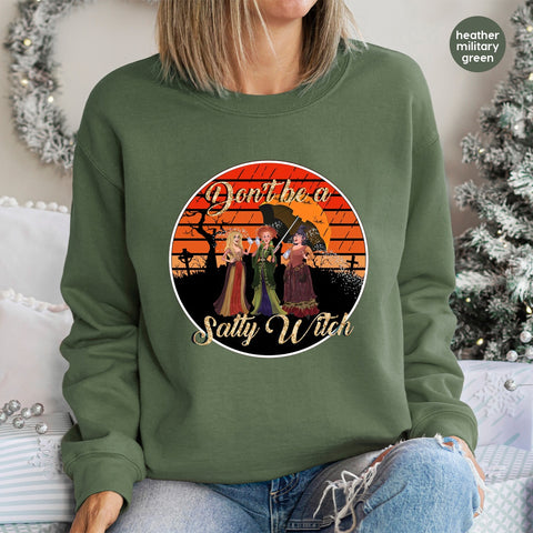 Funny Halloween Witch DTF Transfer, Iron-On Salty Witch Design for Women's Apparel, Retro Hocus Pocus Inspired Shirt
