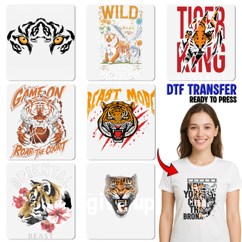 Cool Dude Tiger Iron-On Urban Animal DTF Transfer for Trendy Teens T-shirt & Sweatshirt Ready To Press