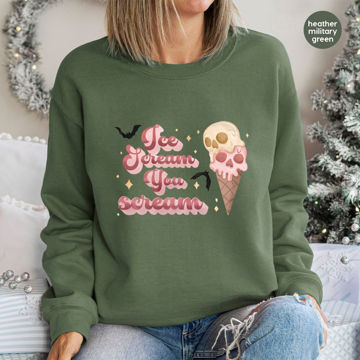 Funny Halloween Skull Ice Cream DTF Transfer for Retro Cute Apparel & Party Shirt