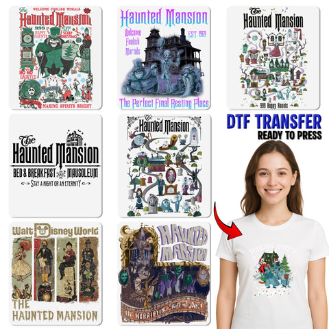 Haunted Mansion Funny Halloween DTF Transfer for Disney Fans & Halloween Apparel - Spooky Ready To Press T-Shirt Design