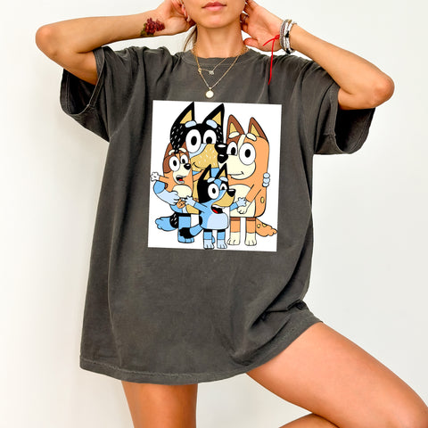 Cute Cartoon Family DTF Transfer for Shirts & Apparel Ready to Press for Fun Celebrations & Family Gatherings