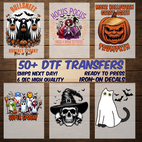 Glamorous Halloween Witch DTF Transfer Ready To Press for Women T-Shirt & Apparel - Spooky Gothic Style