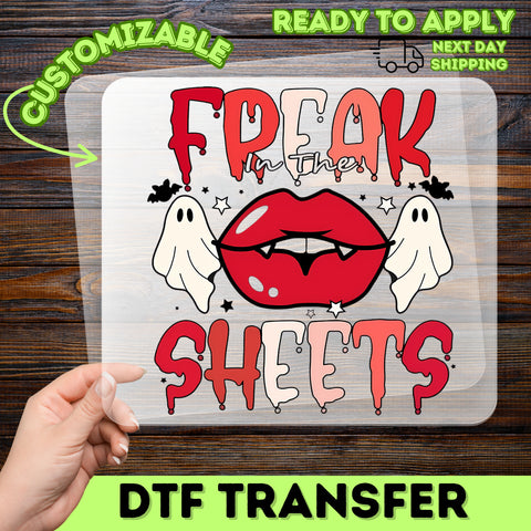 Hilarious Vampire Lips & Ghosts Halloween Iron-On DTF Transfer for Party Apparel & Bachelorette Shirts