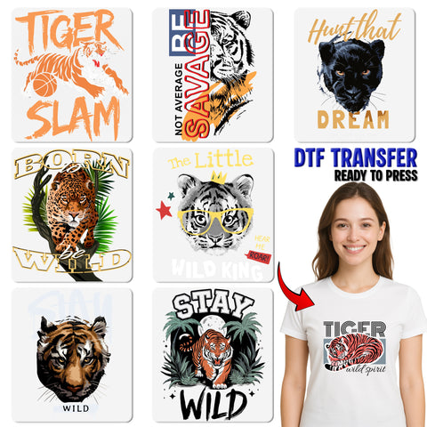 Fierce Tiger King of the Wild DTF Transfer Iron-On for Wildlife Enthusiasts & Adventure Apparel