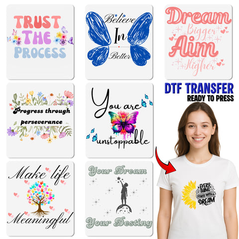 Nature Lover Boho Butterfly & Rainbow DTF Transfer for T-shirt - Cute & Uplifting Ready to Press Iron-On