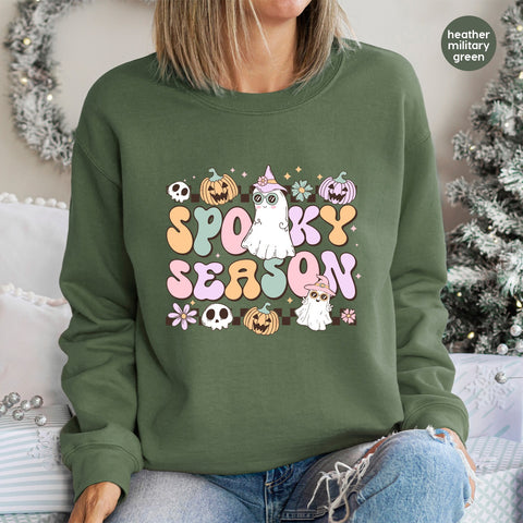 Cute Spooky Season Halloween Ghost DTF Transfer | Ready To Press Iron-On | Fun Retro Family & Friends T-shirt Design