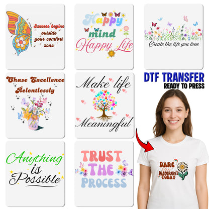 Inspirational Retro Flower DTF Transfer Group & Classroom Positive Vibes T-shirt Sweater Decor