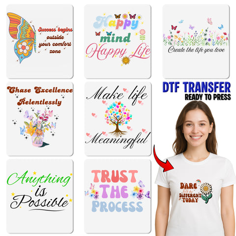 Inspirational Retro Flower DTF Transfer Group & Classroom Positive Vibes T-shirt Sweater Decor
