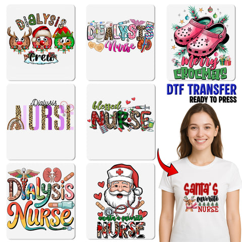 Funny Christmas Nurse T-Shirt DTF Transfer Ready to Press Iron-On Apparel for Medical Professionals Holiday Humor