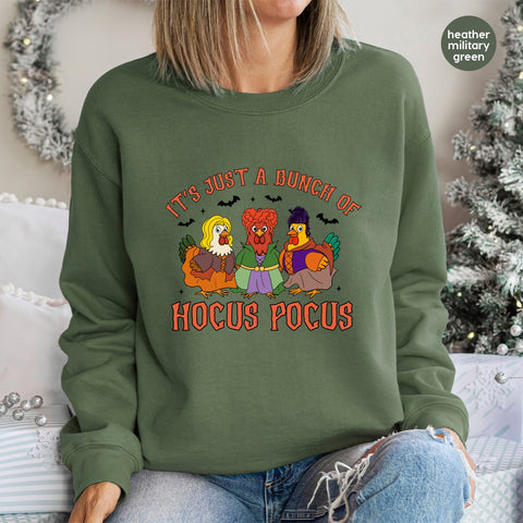 Funny Hocus Pocus Chicken Witches DTF Transfer for Halloween Party Shirt - Cute Ready To Press Iron-On Pop Culture & Animal Apparel