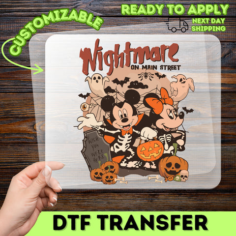 Retro Halloween DTF Transfer Cute Cartoon Skeletons & Pumpkins Ready To Press for Family Apparel, Disney Enthusiasts