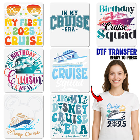 Cruise Squad 2025 DTF Transfer Palm Tree Fun Group Travel Shirt for Family & Friends Ready To Press