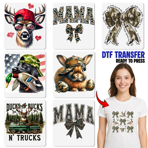 Rustic Camouflage Duck Call Ready to Press DTF Transfer for Hunting T-Shirt Mens & Womens Outdoor Enthusiast Apparel