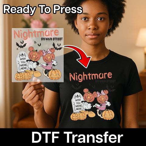 Funny Halloween Pumpkin Head DTF Transfer for Group Costume T-Shirt Iron-On, Cute Retro Cartoon Ready to Press Design for Spooky Parties