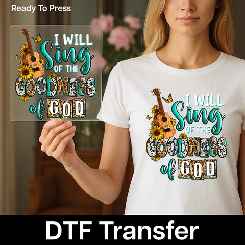 Faith & Music Boho Spiritual Acoustic Guitar DTF Transfer for Church Groups & Nature Music Lovers Shirt