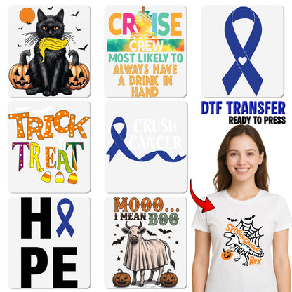 Faith Hope Love DTF Transfer Blue Ribbon Motivational Apparel Ready To Press Inspirational T-Shirt Cancer Awareness