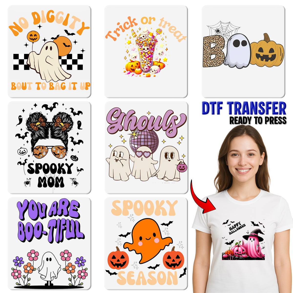Funny Halloween Skull Ice Cream DTF Transfer for Retro Cute Apparel & Party Shirt