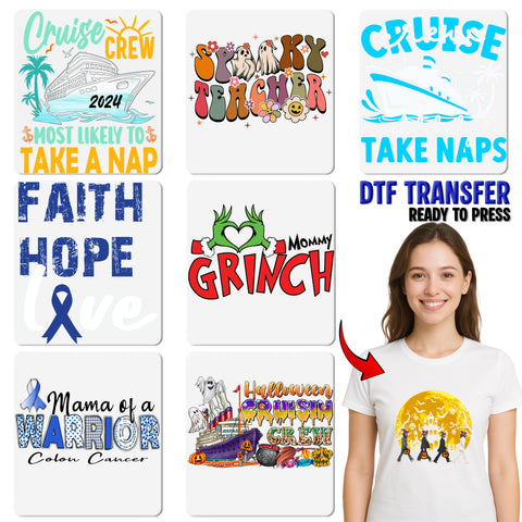 Ready to Press Colon Cancer Awareness DTF Transfer - Blue Ribbon Iron-On for T-Shirts & Apparel - Support Health Workers & Survivors