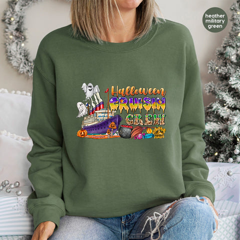 Halloween Cruise DTF Transfer | Ghostly Crew Shirt Design | Cute Nautical Iron-On for Group Halloween Party