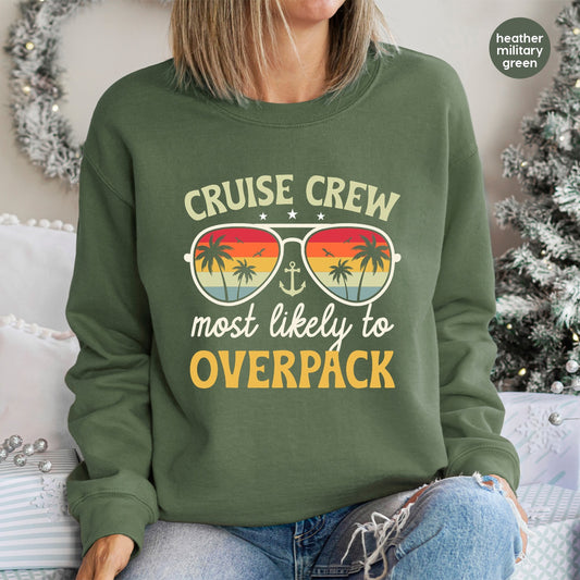 Tropical Cruise Crew Overpack Humor DTF Transfer Iron-On for Group Travel Retro Vacation Tee