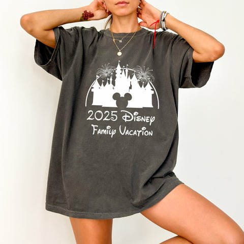2025 Disney Family Vacation Iron-On DTF Transfer, Ready To Press Magic Castle Shirt Design, Fun Group Travel Theme Tee for Families
