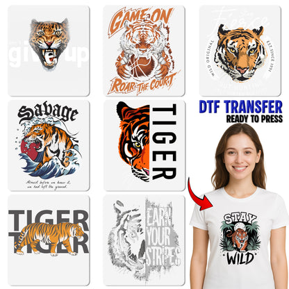 Punk Tiger Leather Jacket DTF Transfer Iron-On for Edgy Rock Apparel & Music Festival Outfits