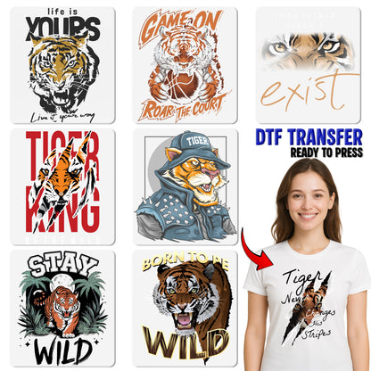 Bold Tiger Fierce Soul Wild Animal DTF Transfer Ready to Press T-Shirt for Adventure Enthusiasts & Animal Lovers
