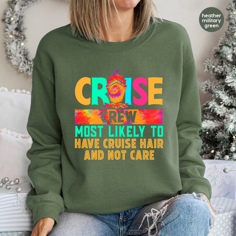 Funny Cruise Crew Ready to Press DTF Transfer for Group Vacations & Family Cruise Wear - Bold Retro Tie-Dye Apparel Design