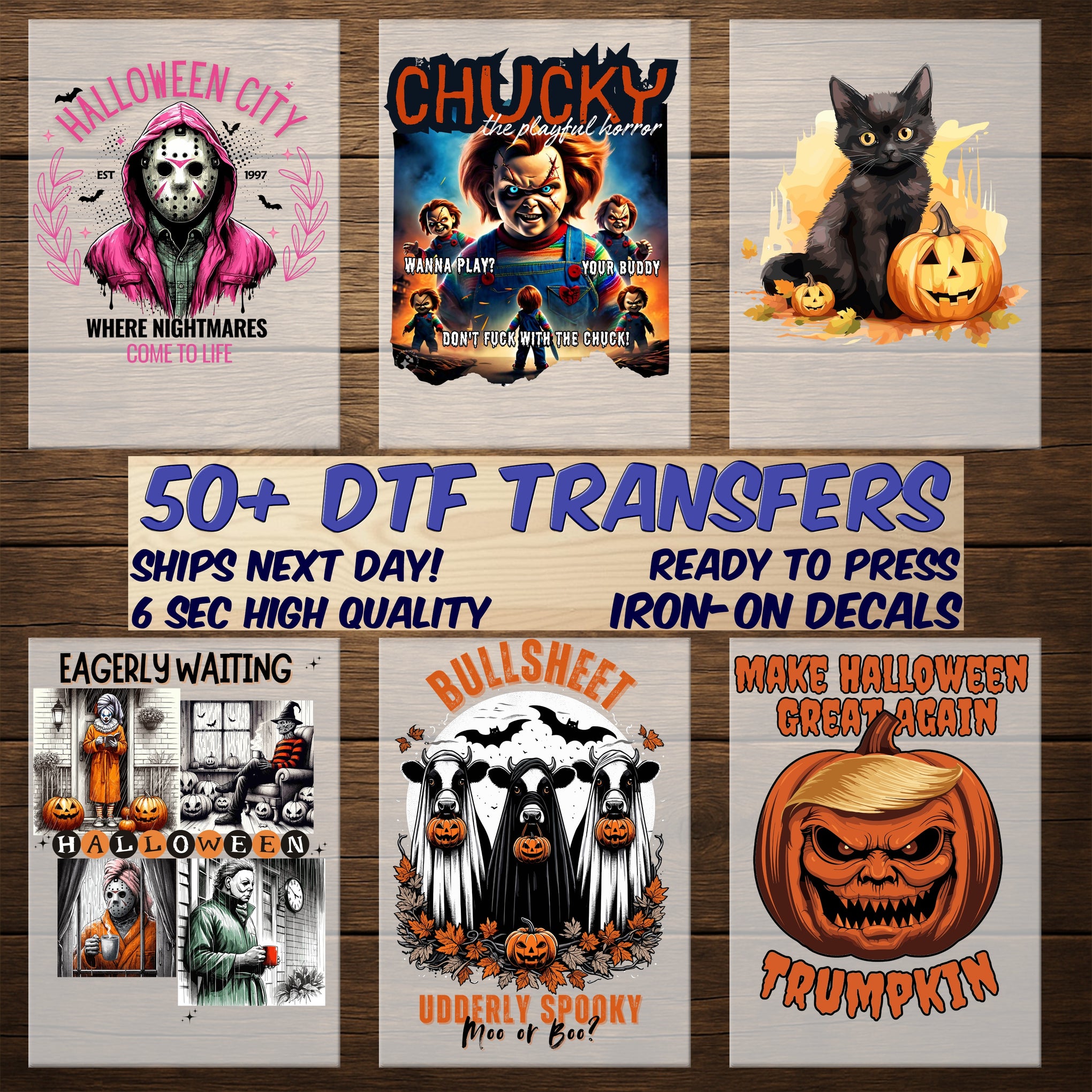 Iron-On Spooky Halloween Funny Horror Shirt DTF Transfer with Dark Humor for Adults & Teens - No You Shut Off First Gothic Design