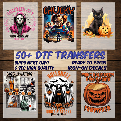 Iron-On Spooky Halloween Funny Horror Shirt DTF Transfer with Dark Humor for Adults & Teens - No You Shut Off First Gothic Design