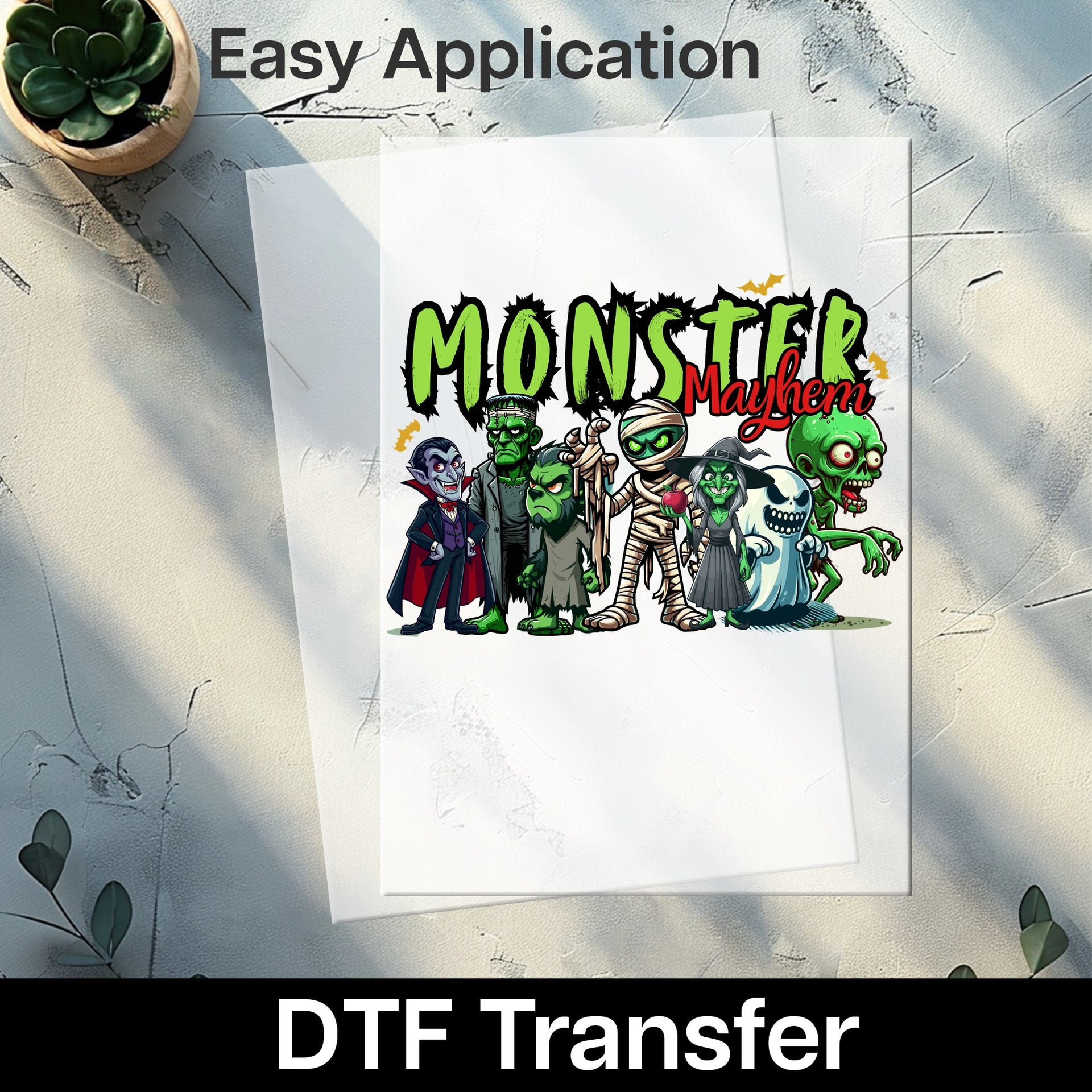 Funny Halloween Monster Mayhem DTF Transfer for Kids & Adults T-shirt, Cartoon Iron-On Ready To Press Halloween Apparel