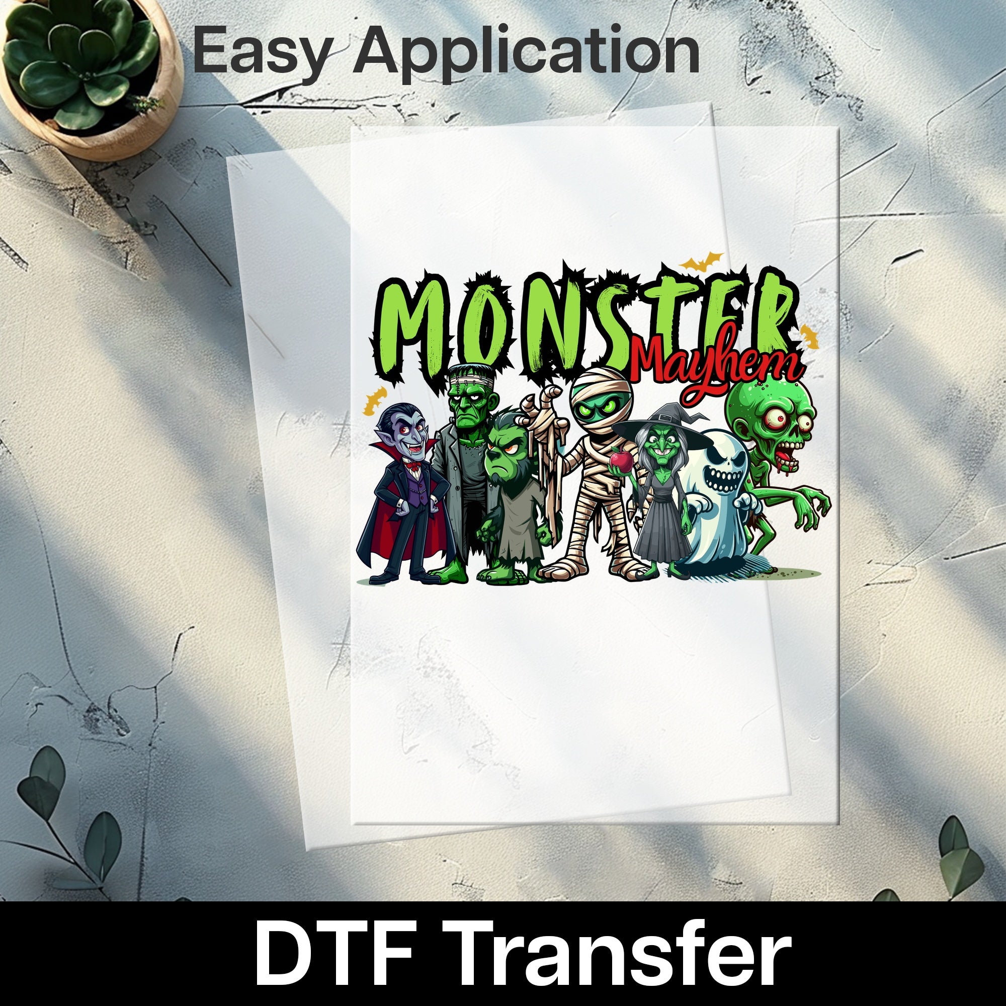 Funny Halloween Monster Mayhem DTF Transfer for Kids & Adults T-shirt, Cartoon Iron-On Ready To Press Halloween Apparel