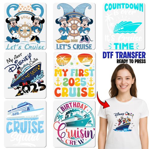 First 2025 Cruise DTF Transfer Retro Nautical Iron-On for Family Vacation T-shirt & Playful Apparel
