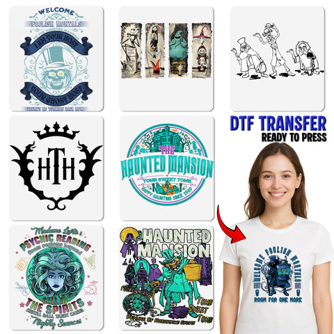 Mystical Gothic Psychic Reading Halloween Madame Leota DTF Transfer for Witchy Tarot Enthusiasts & Spooky Apparel