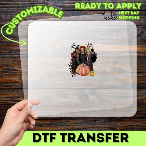 Hocus Pocus Halloween Magic DTF Transfer for Witchy Fans, Iron-On Retro Witch Pumpkin T-Shirt Apparel, Ready To Press